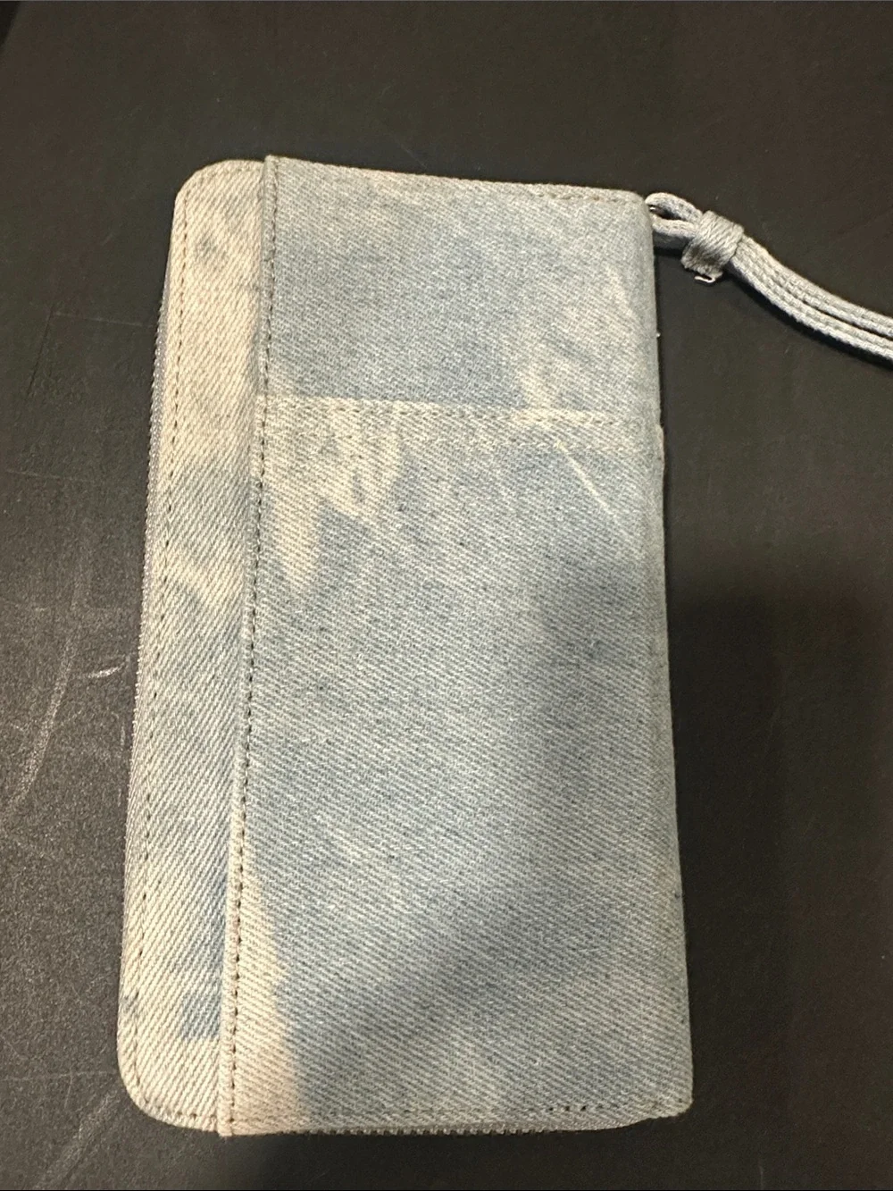 Denim Zip Wallet with Pocket Detail - Light Blue NEW